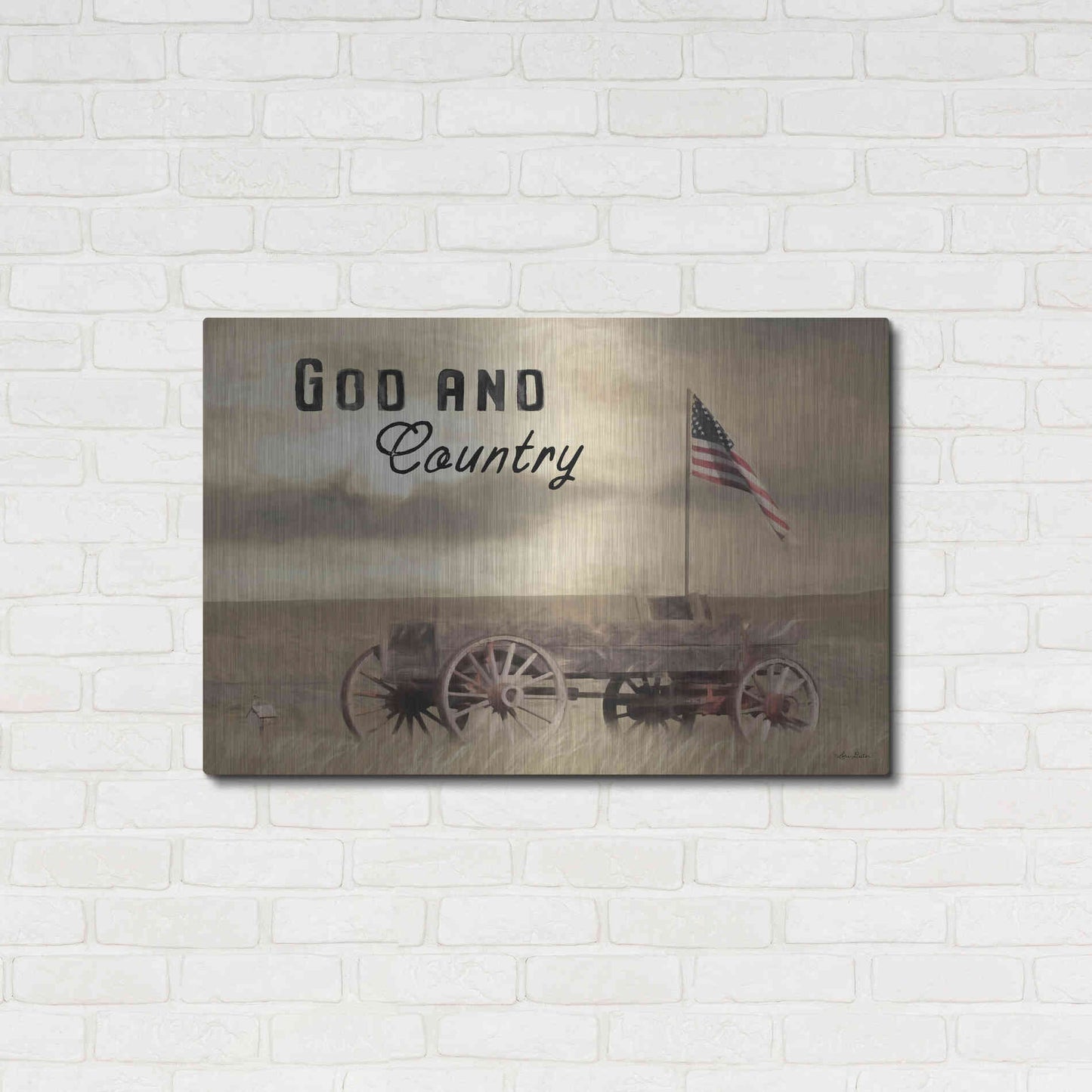 Luxe Metal Art 'God and Country' by Lori Deiter, Metal Wall Art,36x24