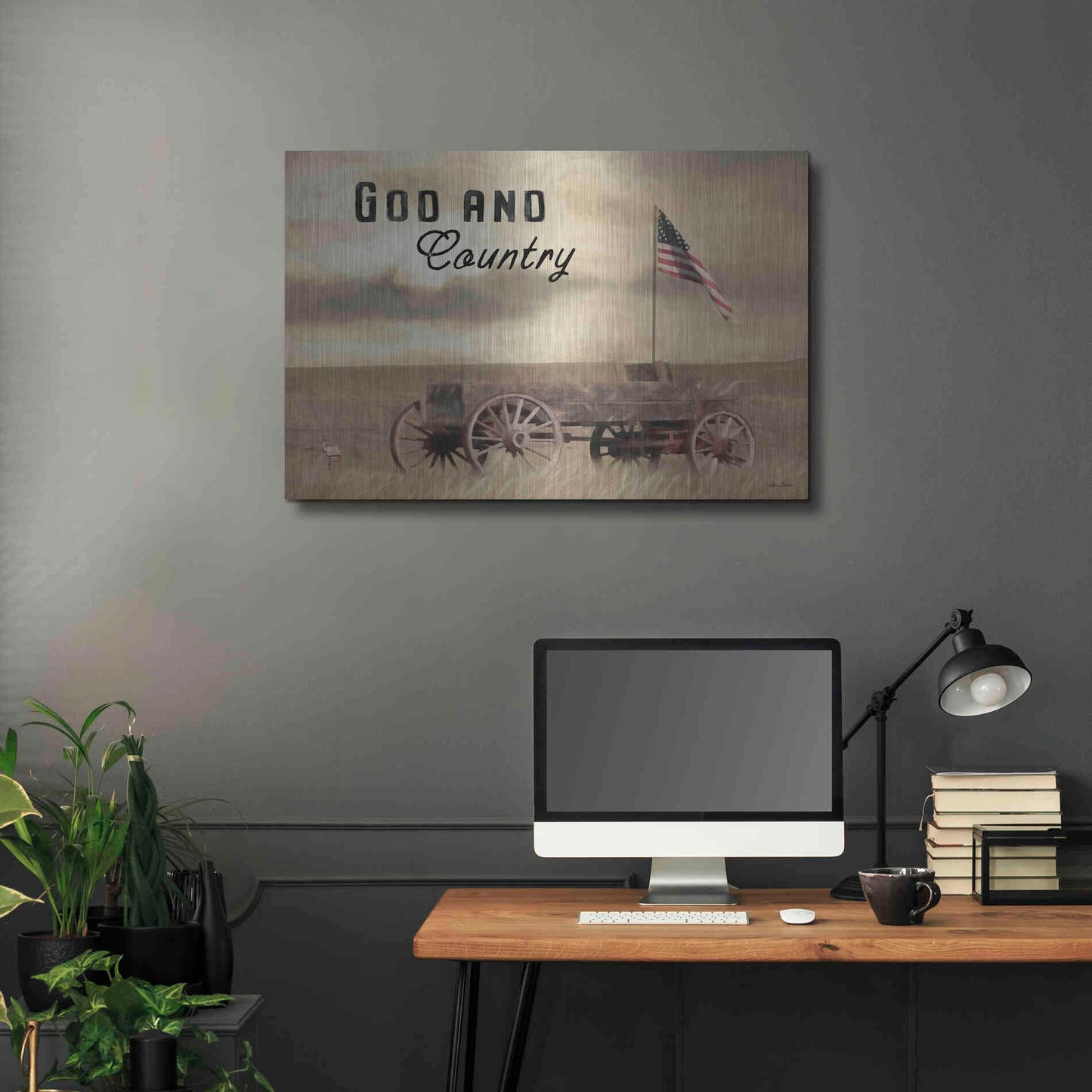 Luxe Metal Art 'God and Country' by Lori Deiter, Metal Wall Art,36x24