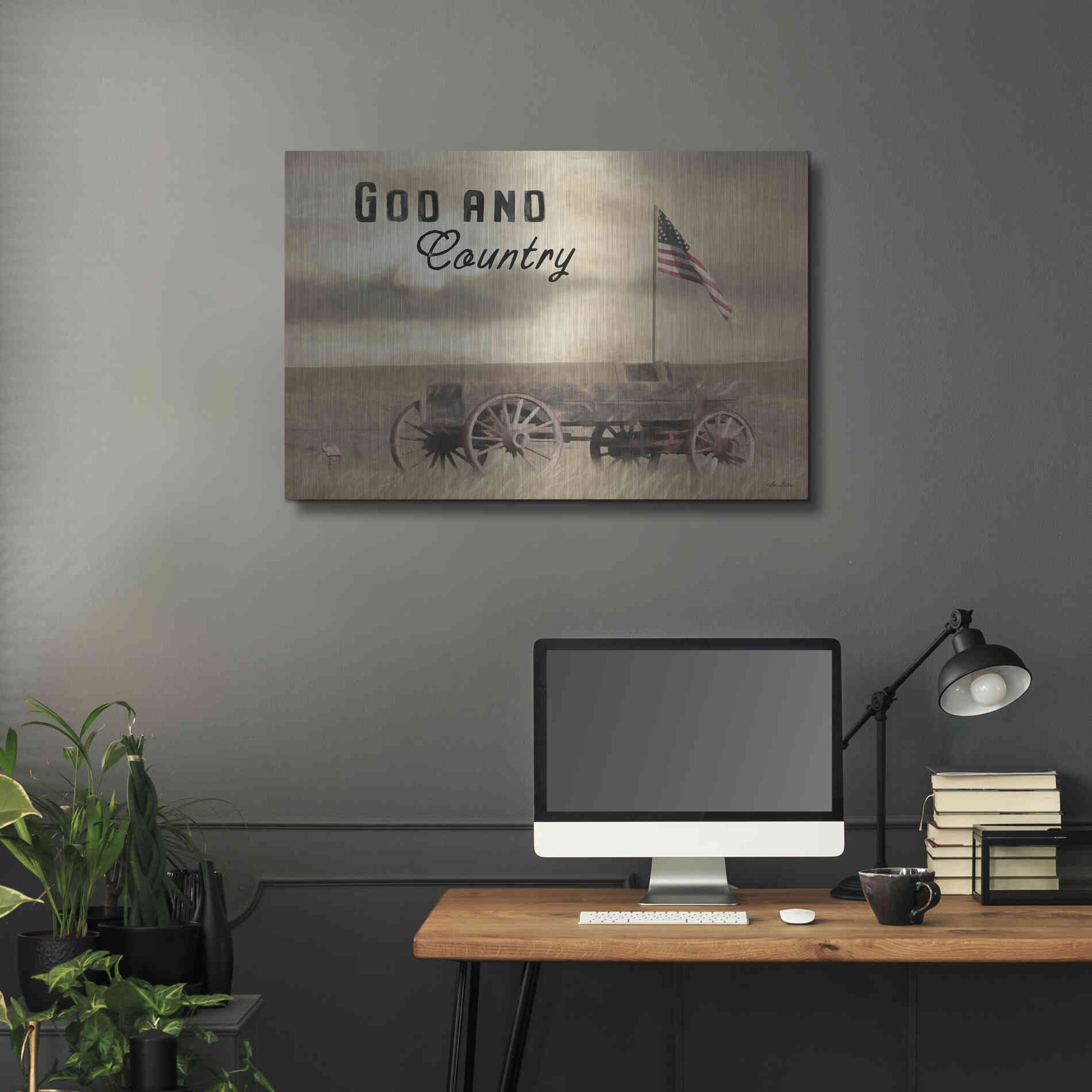 Luxe Metal Art 'God and Country' by Lori Deiter, Metal Wall Art,36x24