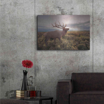 Luxe Metal Art 'Jackson Sunrise with Elk' by Lori Deiter, Metal Wall Art,36x24