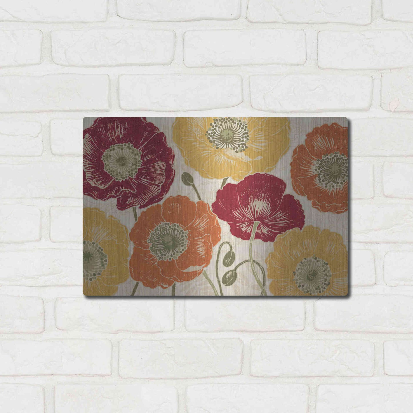 Luxe Metal Art 'A Poppys Touch I Spice' by Daphne Brissonet, Metal Wall Art,16x12