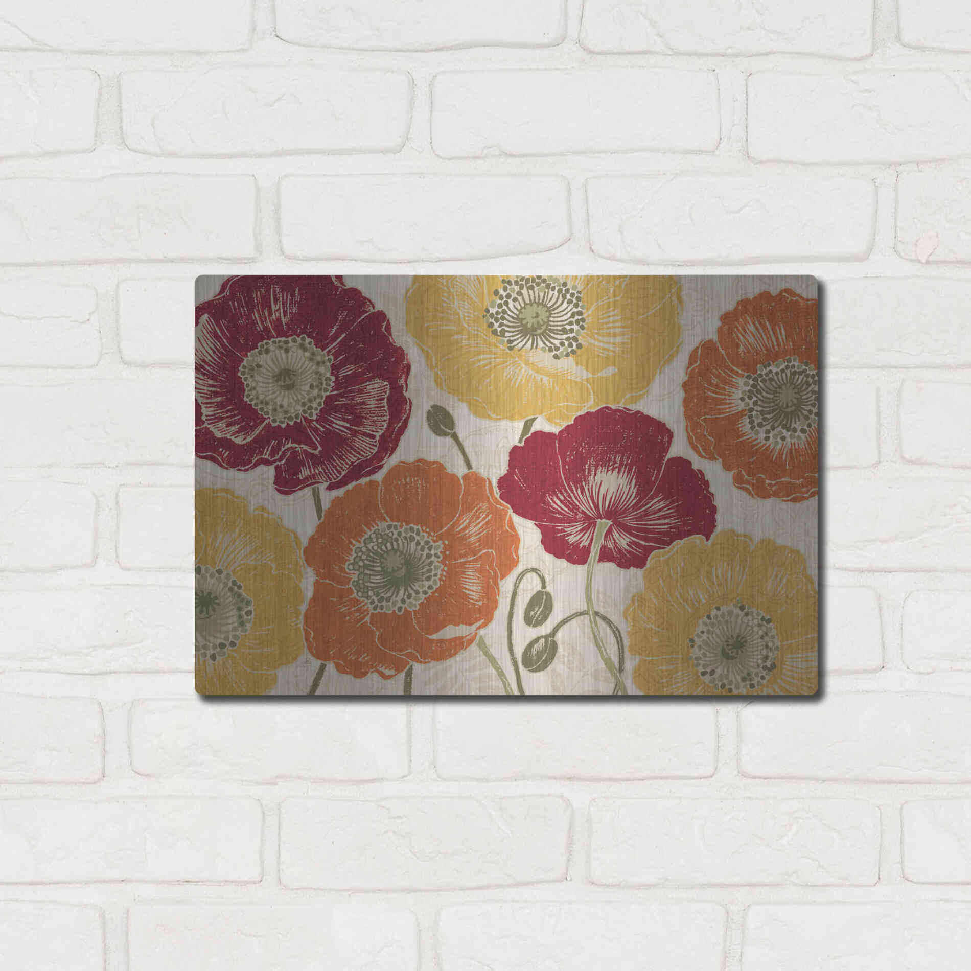 Luxe Metal Art 'A Poppys Touch I Spice' by Daphne Brissonet, Metal Wall Art,16x12