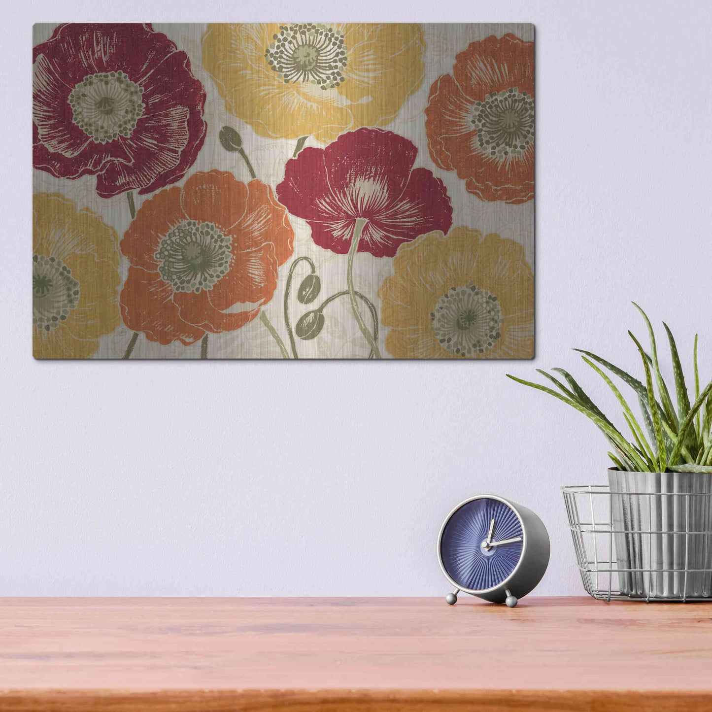 Luxe Metal Art 'A Poppys Touch I Spice' by Daphne Brissonet, Metal Wall Art,16x12