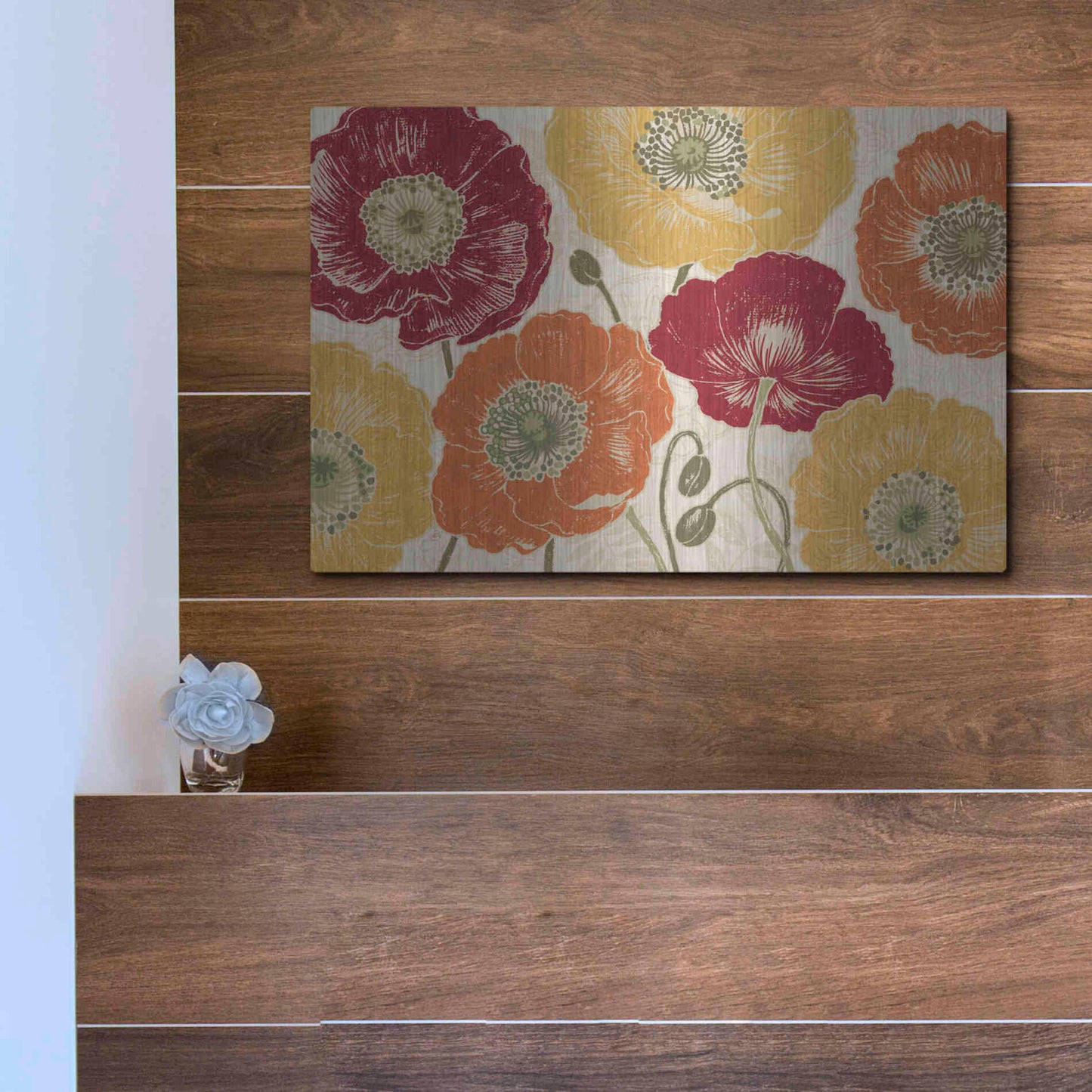 Luxe Metal Art 'A Poppys Touch I Spice' by Daphne Brissonet, Metal Wall Art,16x12