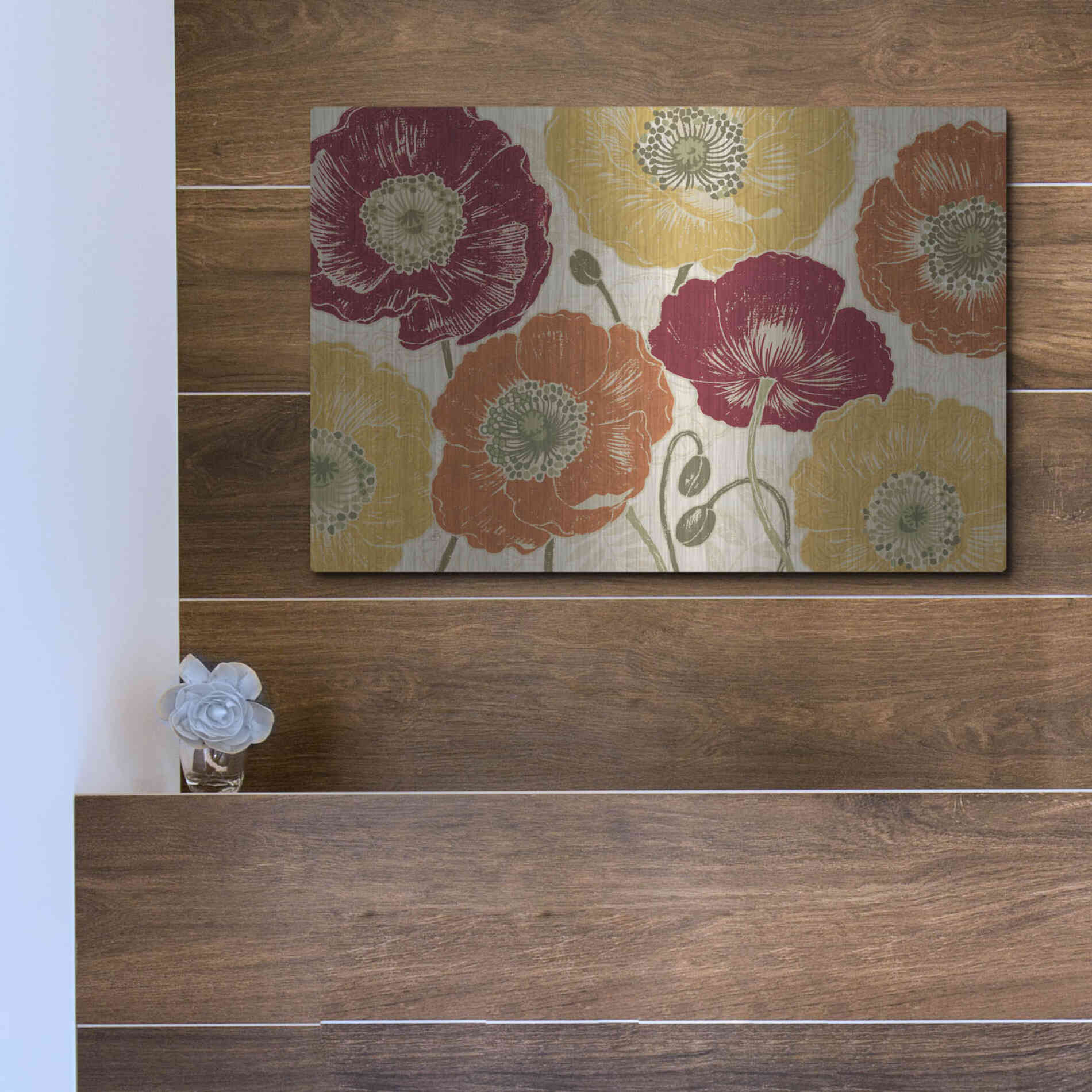 Luxe Metal Art 'A Poppys Touch I Spice' by Daphne Brissonet, Metal Wall Art,16x12