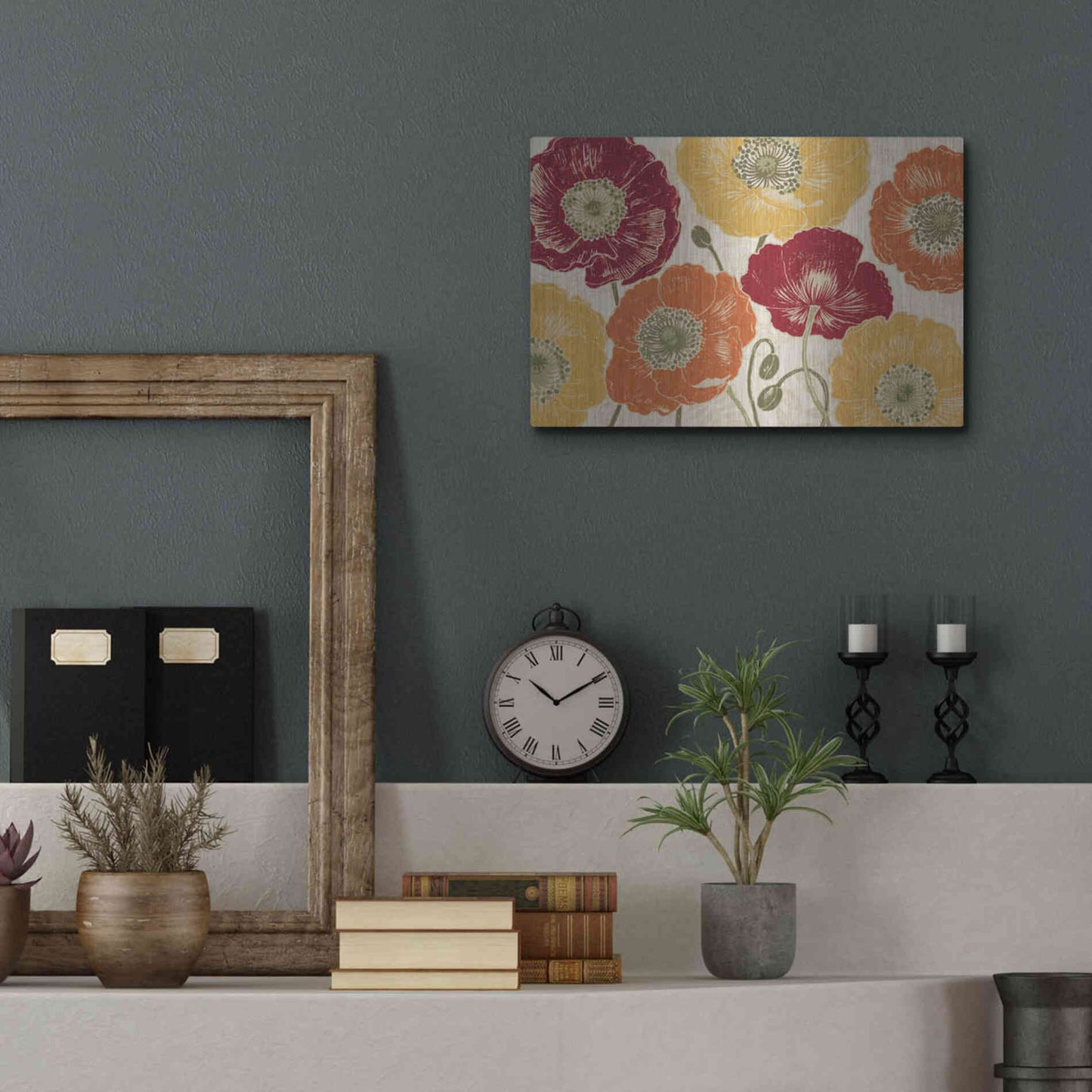 Luxe Metal Art 'A Poppys Touch I Spice' by Daphne Brissonet, Metal Wall Art,16x12