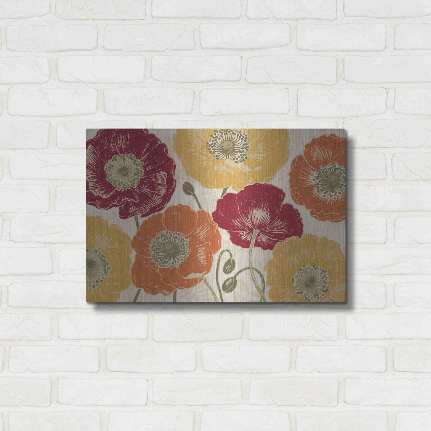 Luxe Metal Art 'A Poppys Touch I Spice' by Daphne Brissonet, Metal Wall Art,24x16