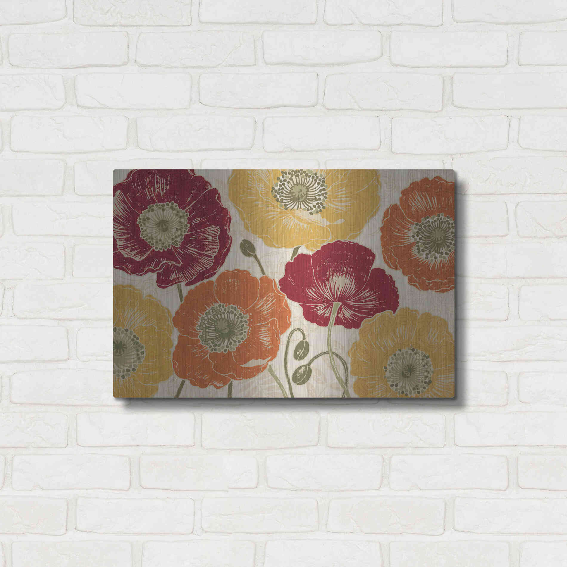 Luxe Metal Art 'A Poppys Touch I Spice' by Daphne Brissonet, Metal Wall Art,24x16