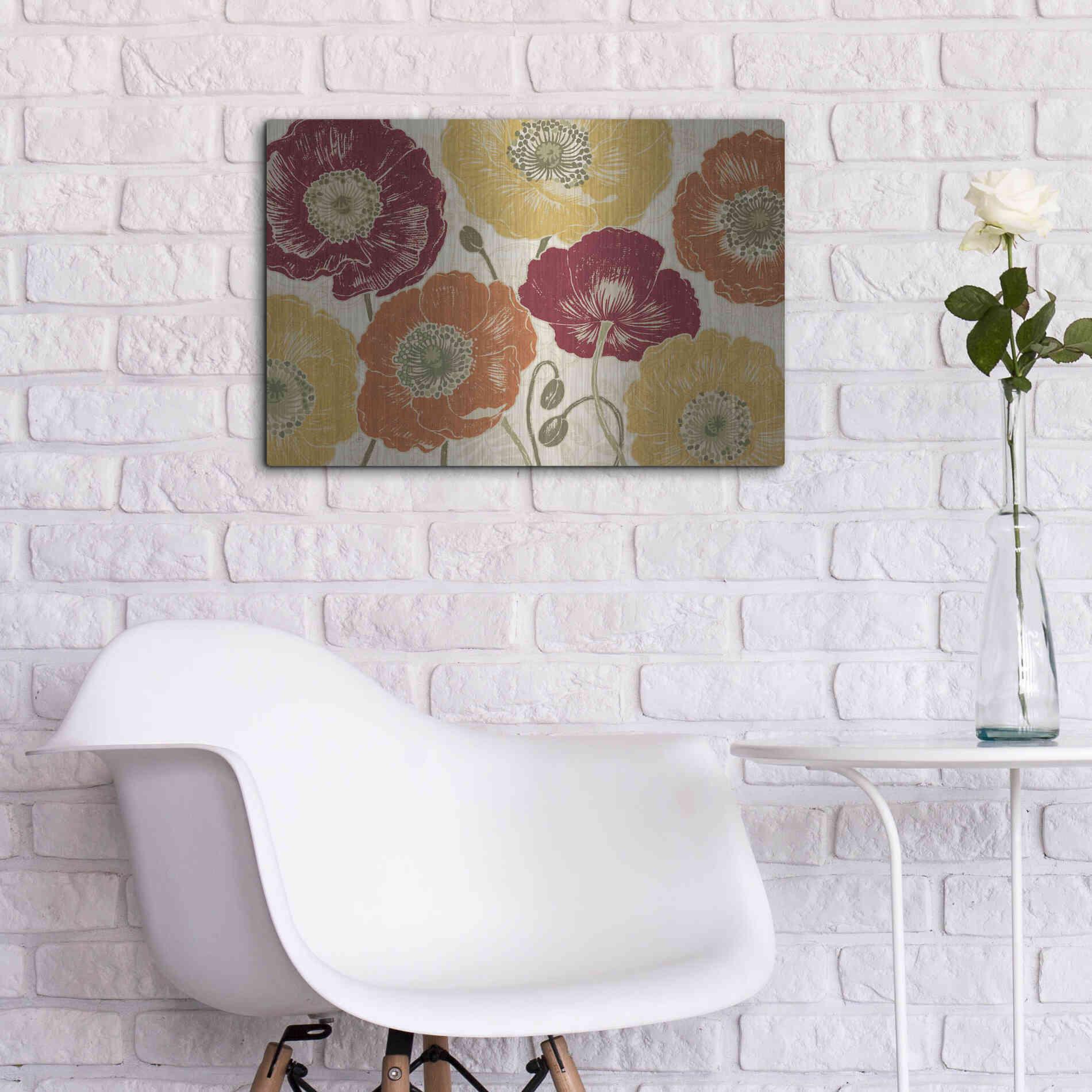 Luxe Metal Art 'A Poppys Touch I Spice' by Daphne Brissonet, Metal Wall Art,24x16