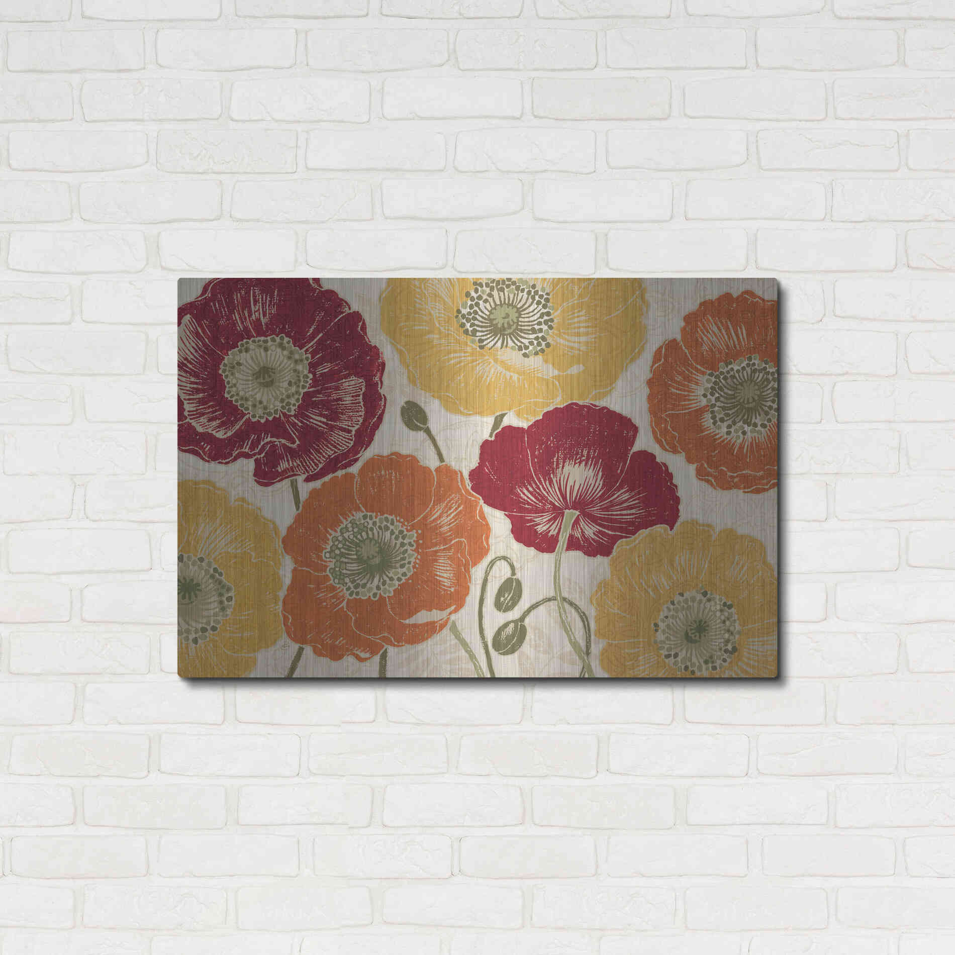Luxe Metal Art 'A Poppys Touch I Spice' by Daphne Brissonet, Metal Wall Art,36x24