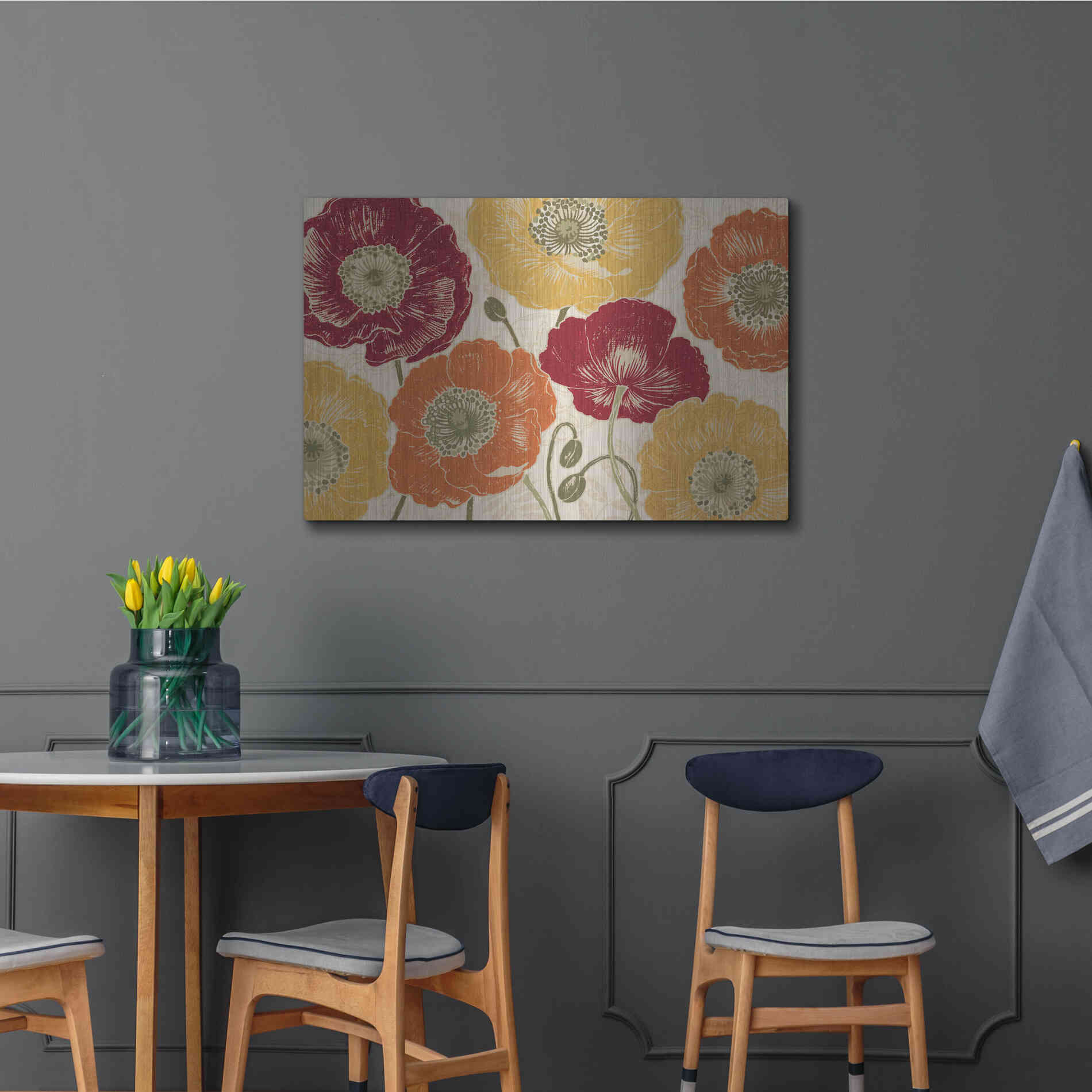 Luxe Metal Art 'A Poppys Touch I Spice' by Daphne Brissonet, Metal Wall Art,36x24
