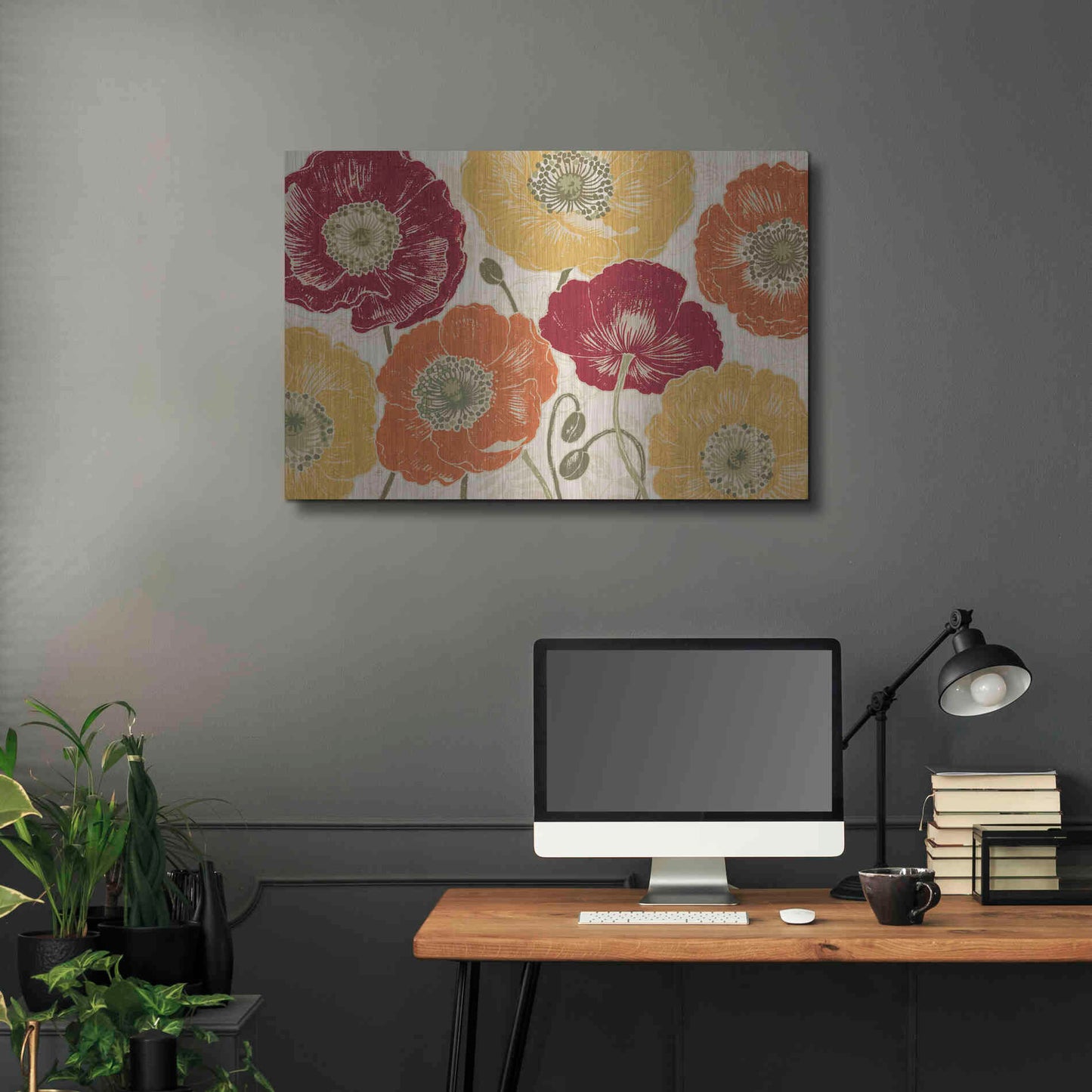 Luxe Metal Art 'A Poppys Touch I Spice' by Daphne Brissonet, Metal Wall Art,36x24