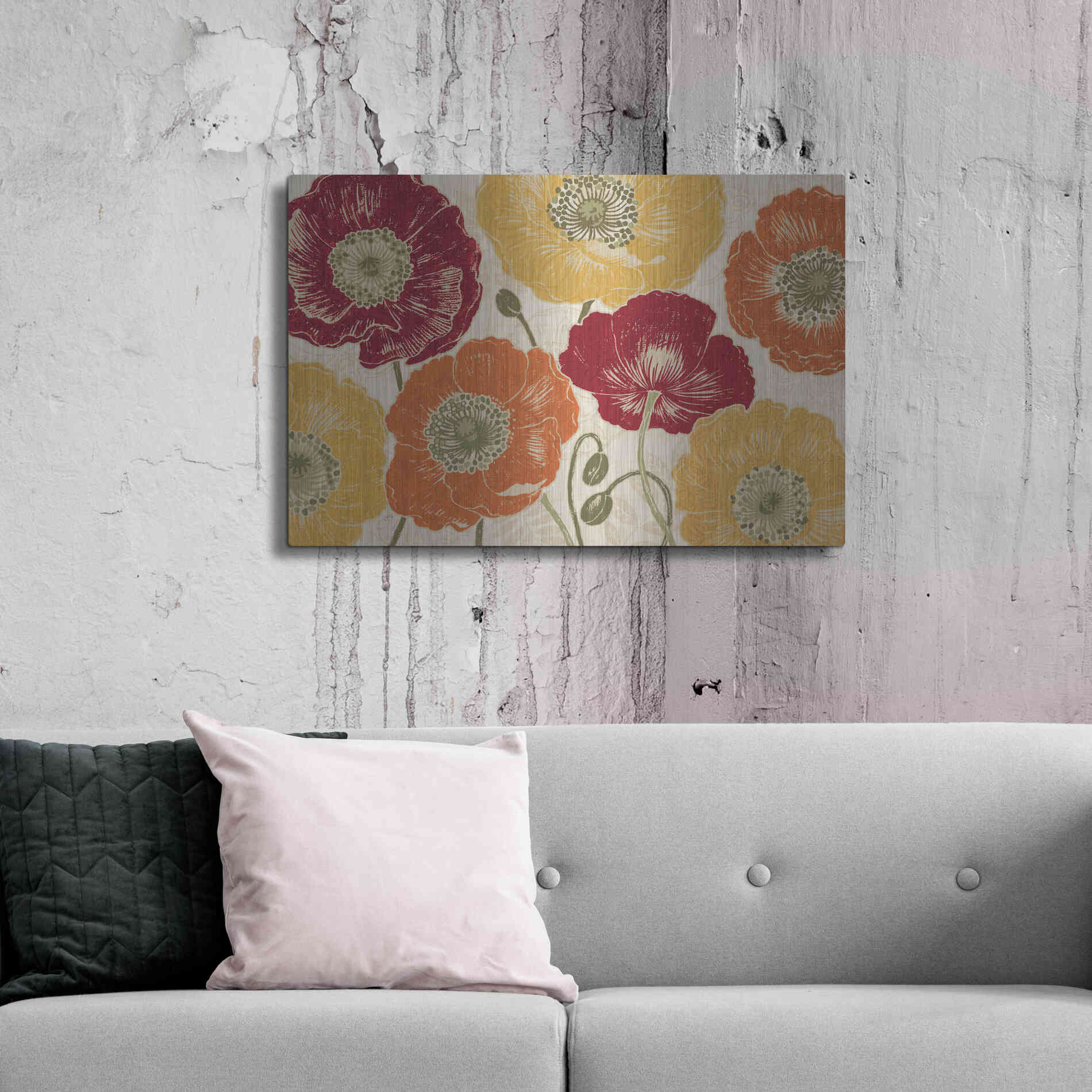 Luxe Metal Art 'A Poppys Touch I Spice' by Daphne Brissonet, Metal Wall Art,36x24