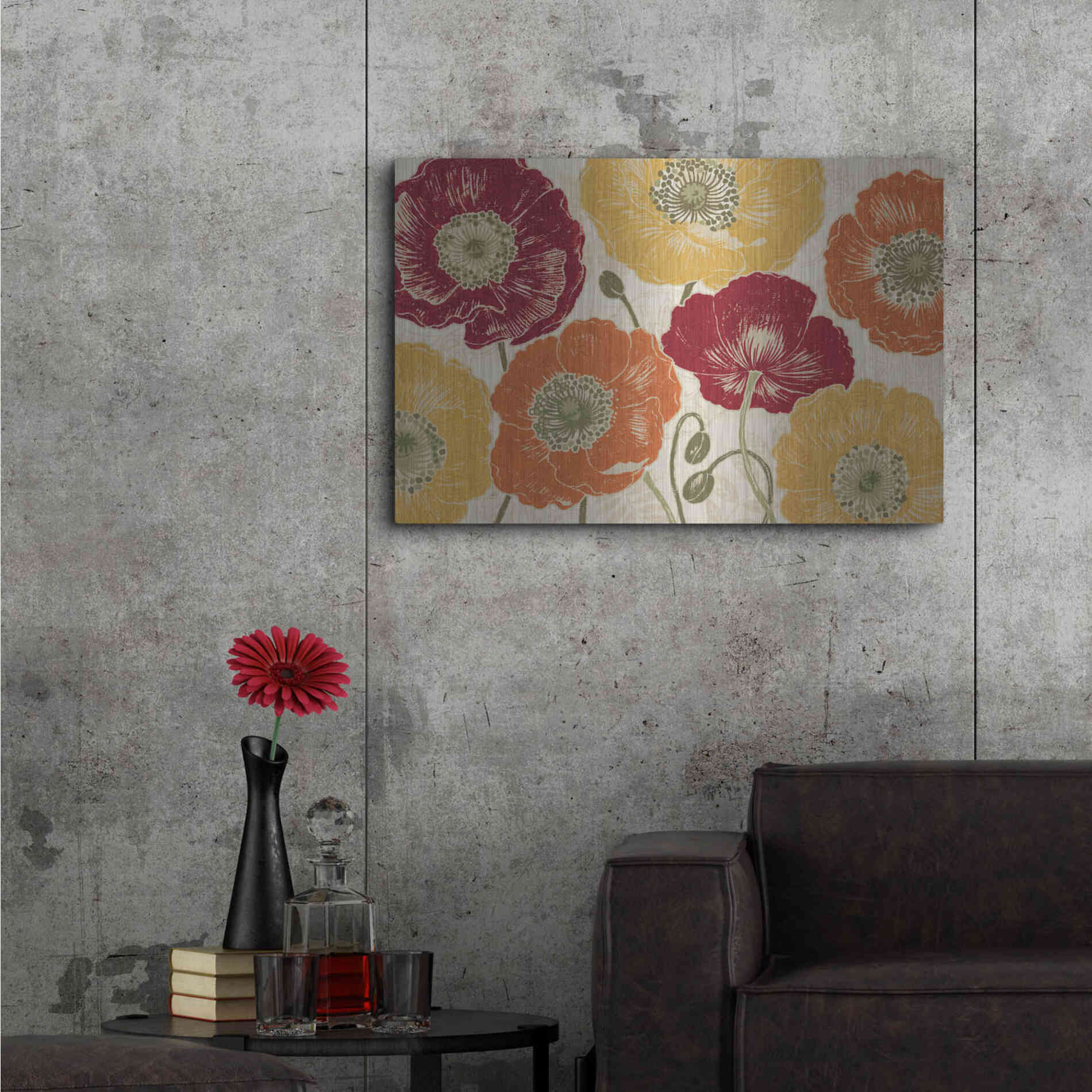 Luxe Metal Art 'A Poppys Touch I Spice' by Daphne Brissonet, Metal Wall Art,36x24