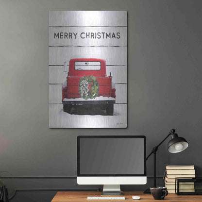 Luxe Metal Art 'Christmas Truck on Wood' by Lori Deiter, Metal Wall Art,24x36