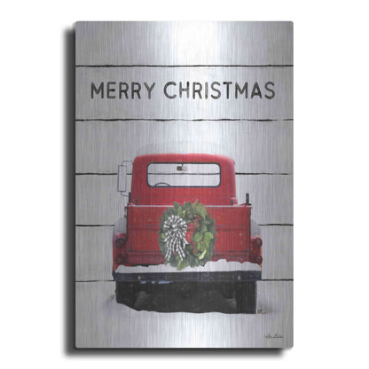 Luxe Metal Art 'Christmas Truck on Wood' by Lori Deiter, Metal Wall Art