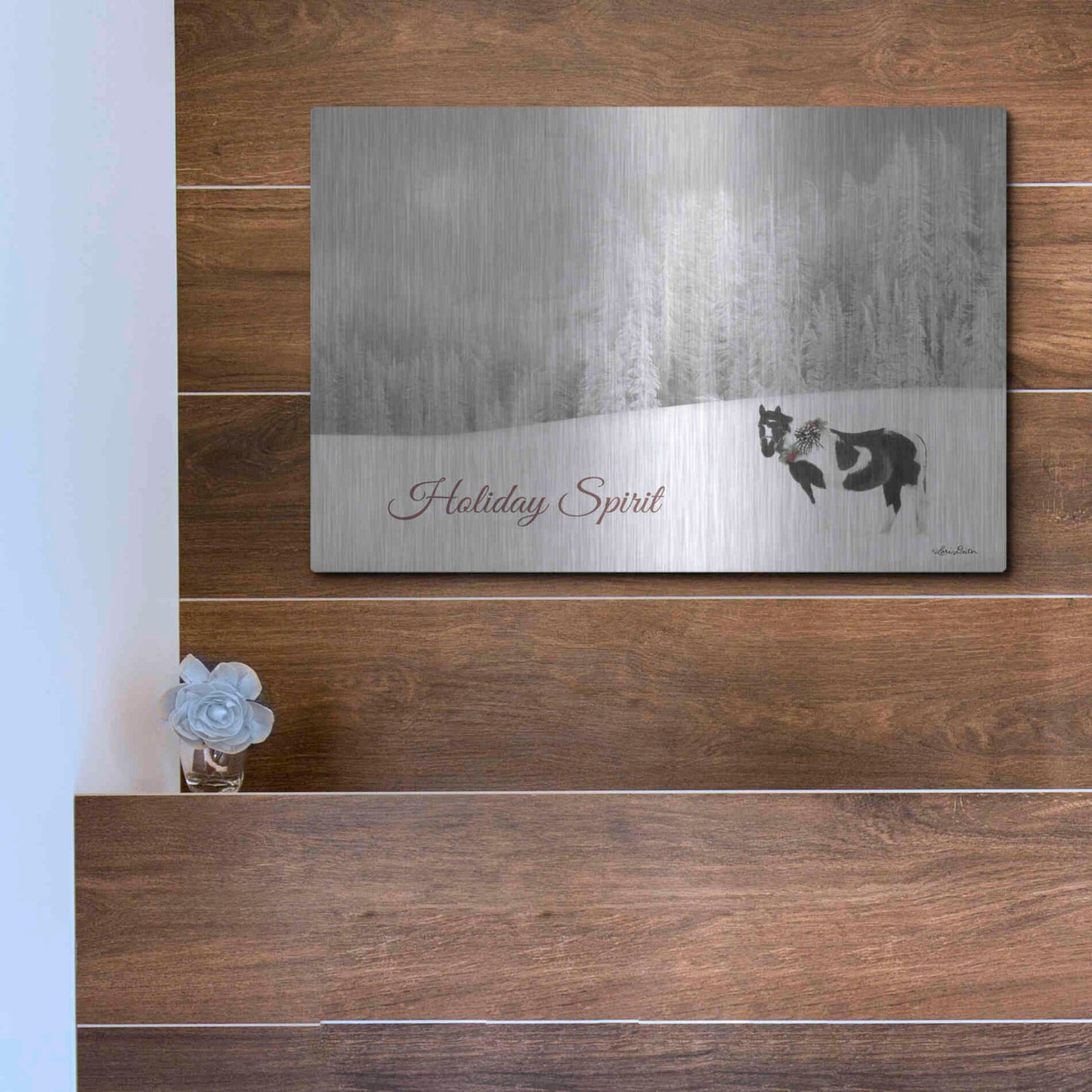 Luxe Metal Art 'Holiday Spirit' by Lori Deiter, Metal Wall Art,16x12