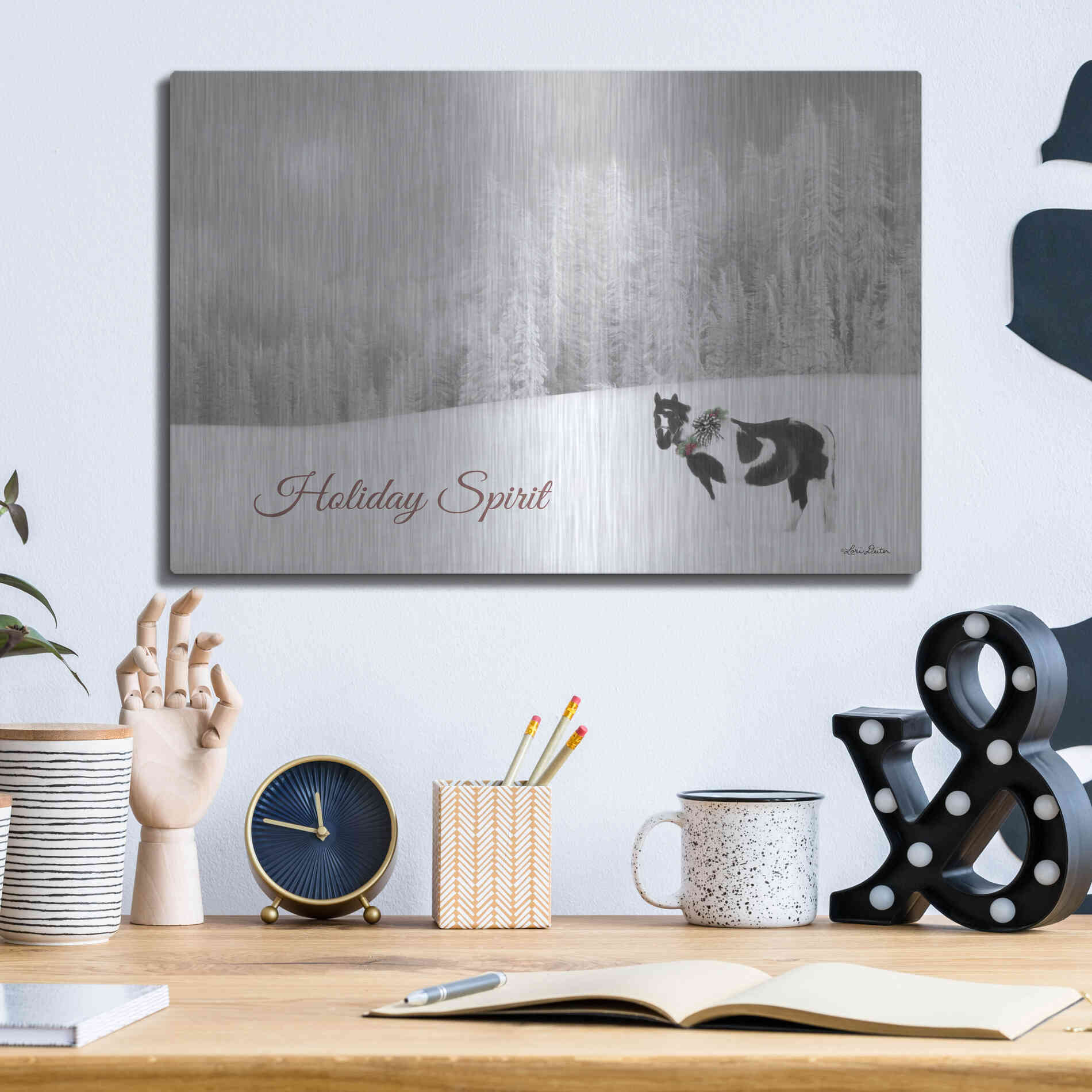 Luxe Metal Art 'Holiday Spirit' by Lori Deiter, Metal Wall Art,16x12