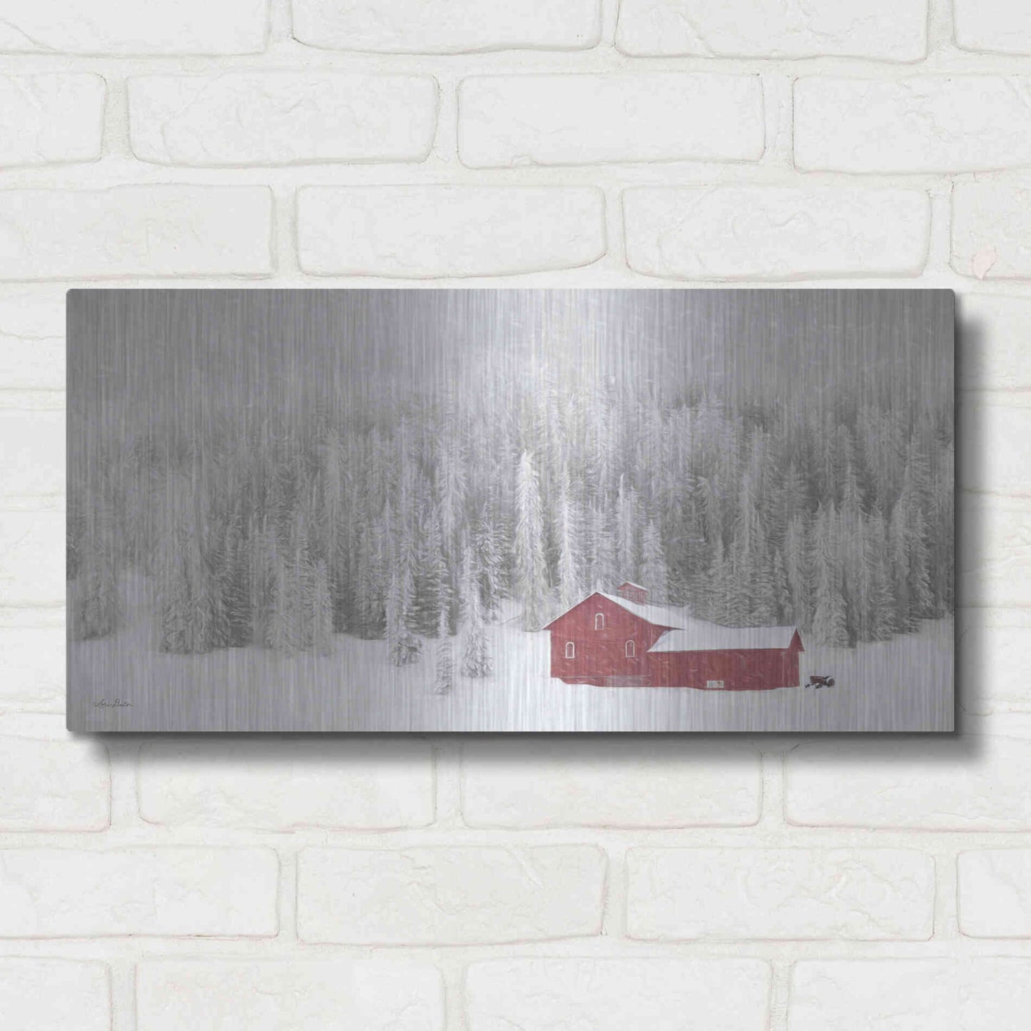 Luxe Metal Art 'Old Wyoming Barn' by Lori Deiter, Metal Wall Art,24x12