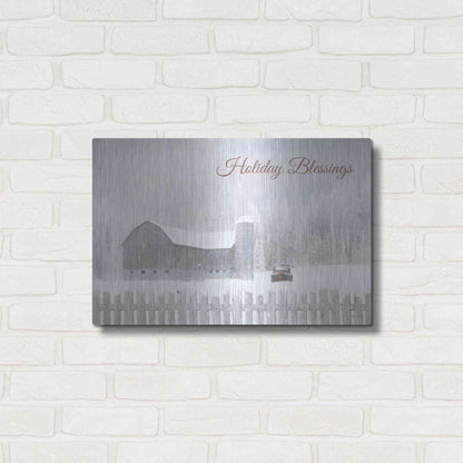 Luxe Metal Art 'Holiday Blessings with Truck' by Lori Deiter, Metal Wall Art,24x16