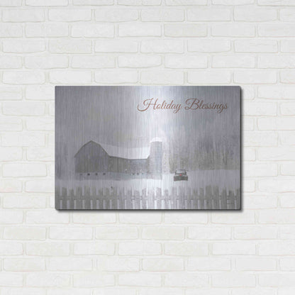 Luxe Metal Art 'Holiday Blessings with Truck' by Lori Deiter, Metal Wall Art,36x24