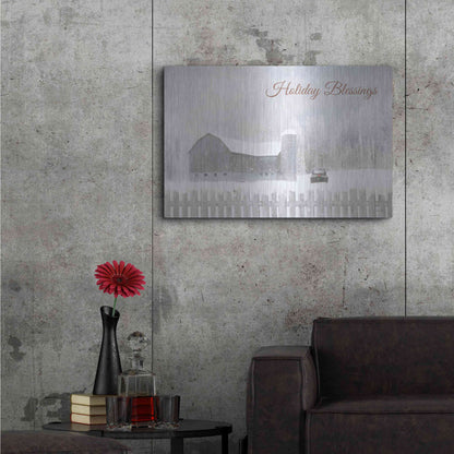 Luxe Metal Art 'Holiday Blessings with Truck' by Lori Deiter, Metal Wall Art,36x24