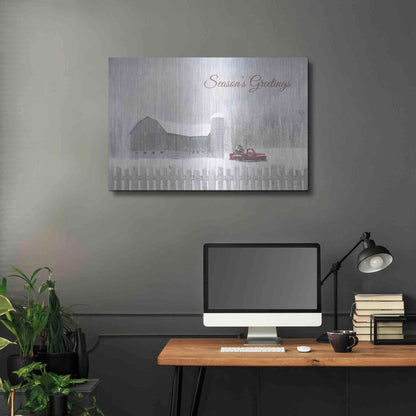 Luxe Metal Art 'Season's Greetings with Truck' by Lori Deiter, Metal Wall Art,36x24