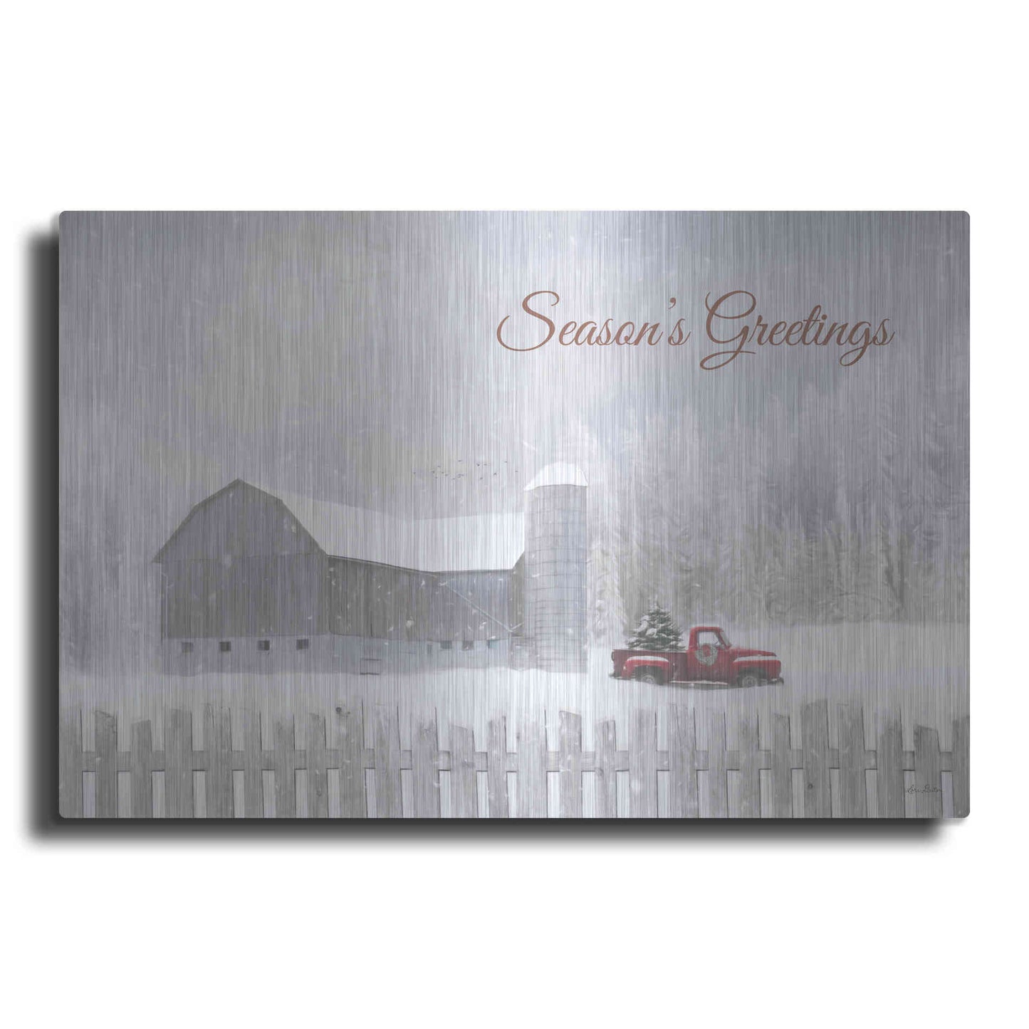 Luxe Metal Art 'Season's Greetings with Truck' by Lori Deiter, Metal Wall Art