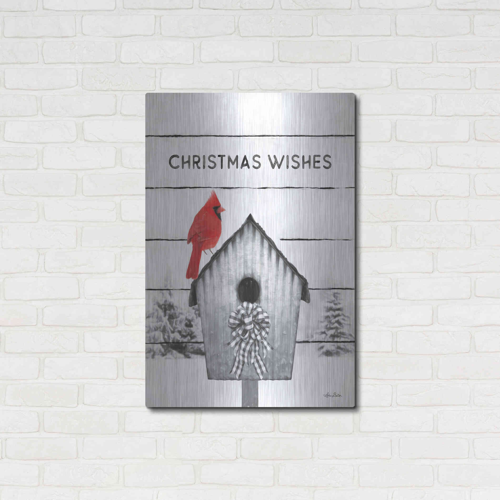 Luxe Metal Art 'Christmas Birdhouse' by Lori Deiter, Metal Wall Art,24x36