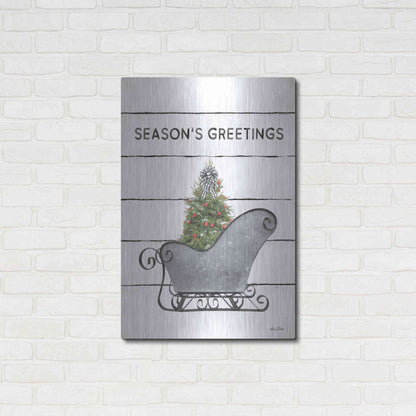 Luxe Metal Art 'Christmas Sled with Tree' by Lori Deiter, Metal Wall Art,24x36