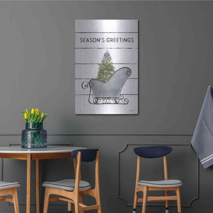 Luxe Metal Art 'Christmas Sled with Tree' by Lori Deiter, Metal Wall Art,24x36