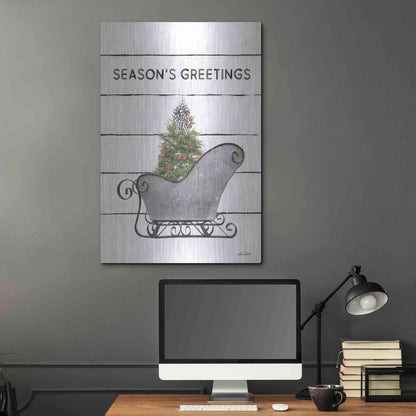 Luxe Metal Art 'Christmas Sled with Tree' by Lori Deiter, Metal Wall Art,24x36