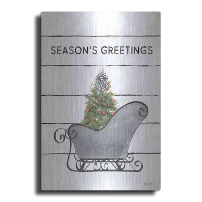 Luxe Metal Art 'Christmas Sled with Tree' by Lori Deiter, Metal Wall Art