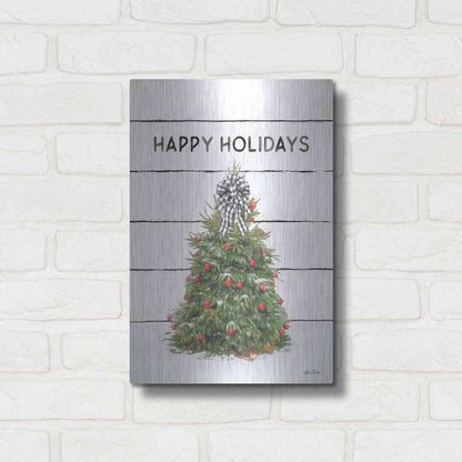 Luxe Metal Art 'Christmas Tree on Wood' by Lori Deiter, Metal Wall Art,12x16