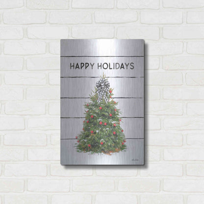 Luxe Metal Art 'Christmas Tree on Wood' by Lori Deiter, Metal Wall Art,16x24