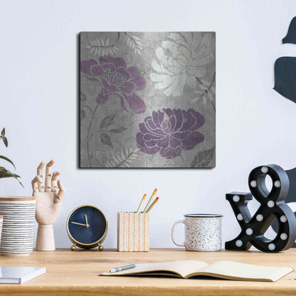 Luxe Metal Art 'Morning Tones Purple I' by Daphne Brissonet, Metal Wall Art,12x12