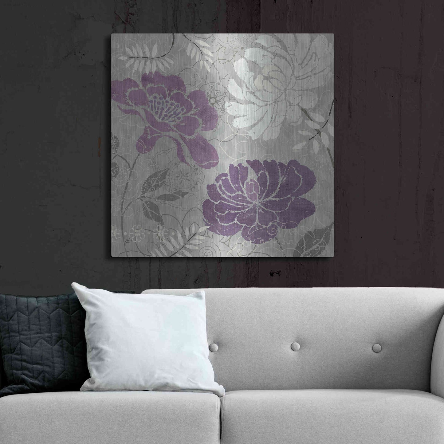 Luxe Metal Art 'Morning Tones Purple I' by Daphne Brissonet, Metal Wall Art,36x36