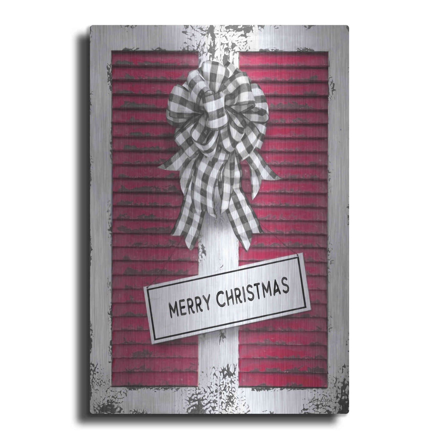 Luxe Metal Art 'Christmas Shutters Merry Christmas' by Lori Deiter, Metal Wall Art