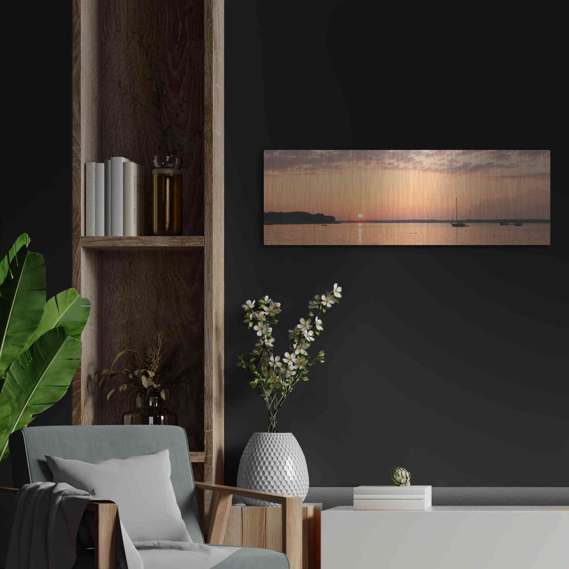 Luxe Metal Art 'The Perfect Ending' by Lori Deiter, Metal Wall Art,36x12