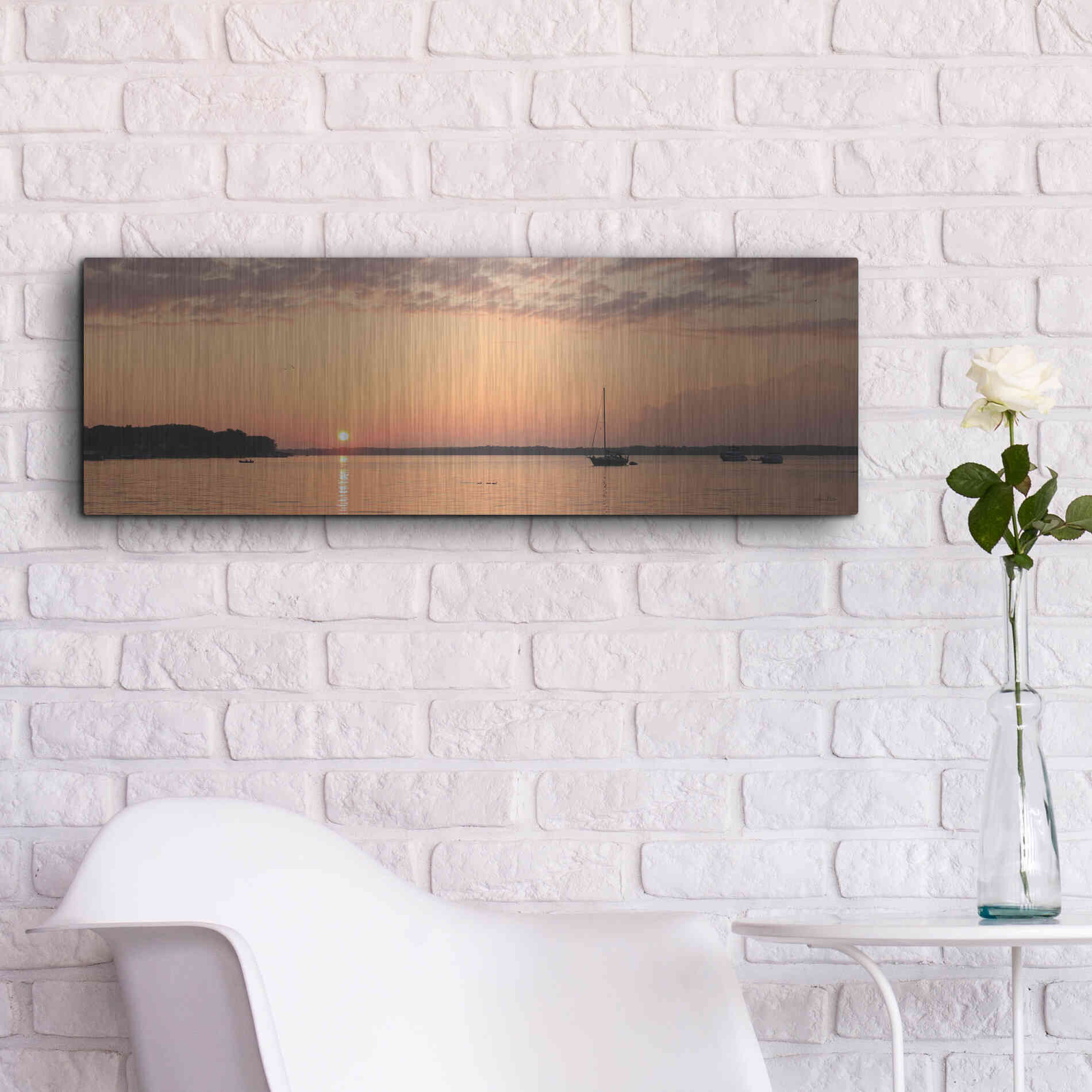 Luxe Metal Art 'The Perfect Ending' by Lori Deiter, Metal Wall Art,36x12