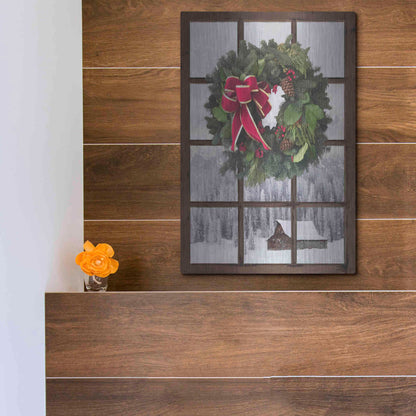 Luxe Metal Art 'Teton Christmas Window' by Lori Deiter, Metal Wall Art,12x16