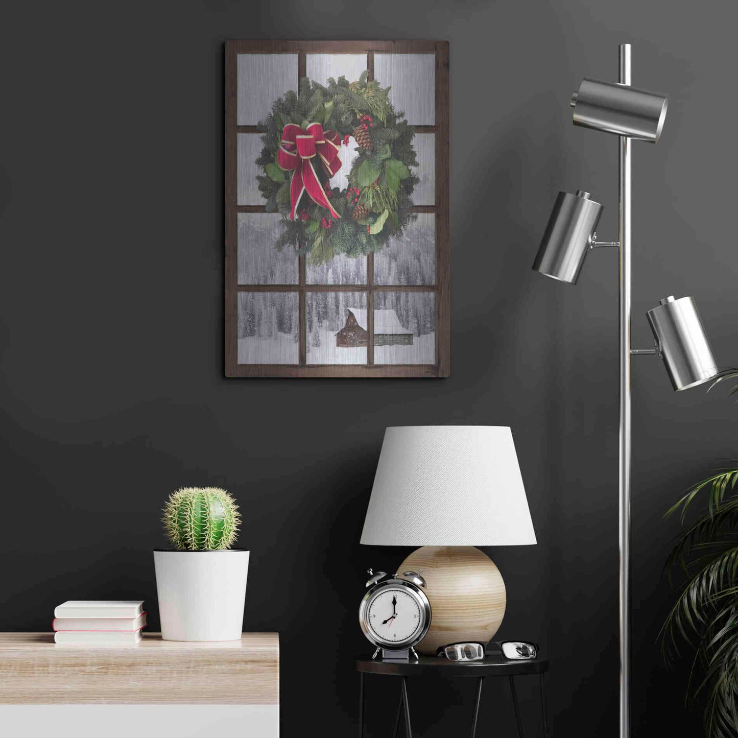 Luxe Metal Art 'Teton Christmas Window' by Lori Deiter, Metal Wall Art,16x24