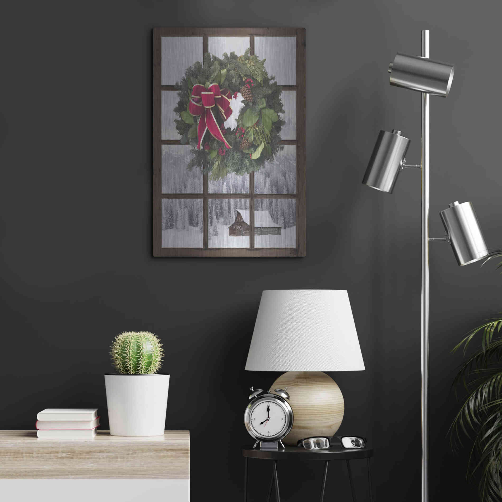 Luxe Metal Art 'Teton Christmas Window' by Lori Deiter, Metal Wall Art,16x24