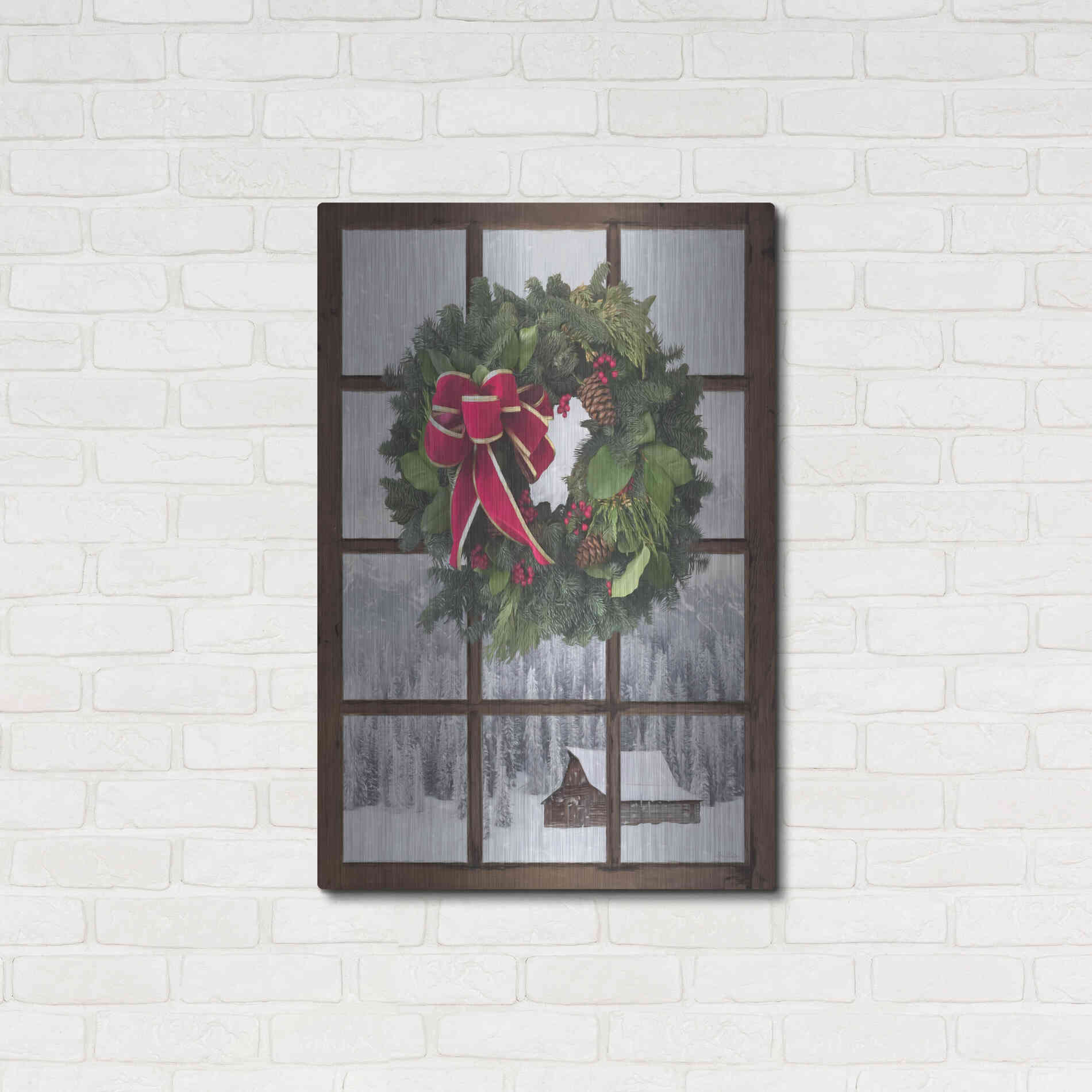 Luxe Metal Art 'Teton Christmas Window' by Lori Deiter, Metal Wall Art,24x36