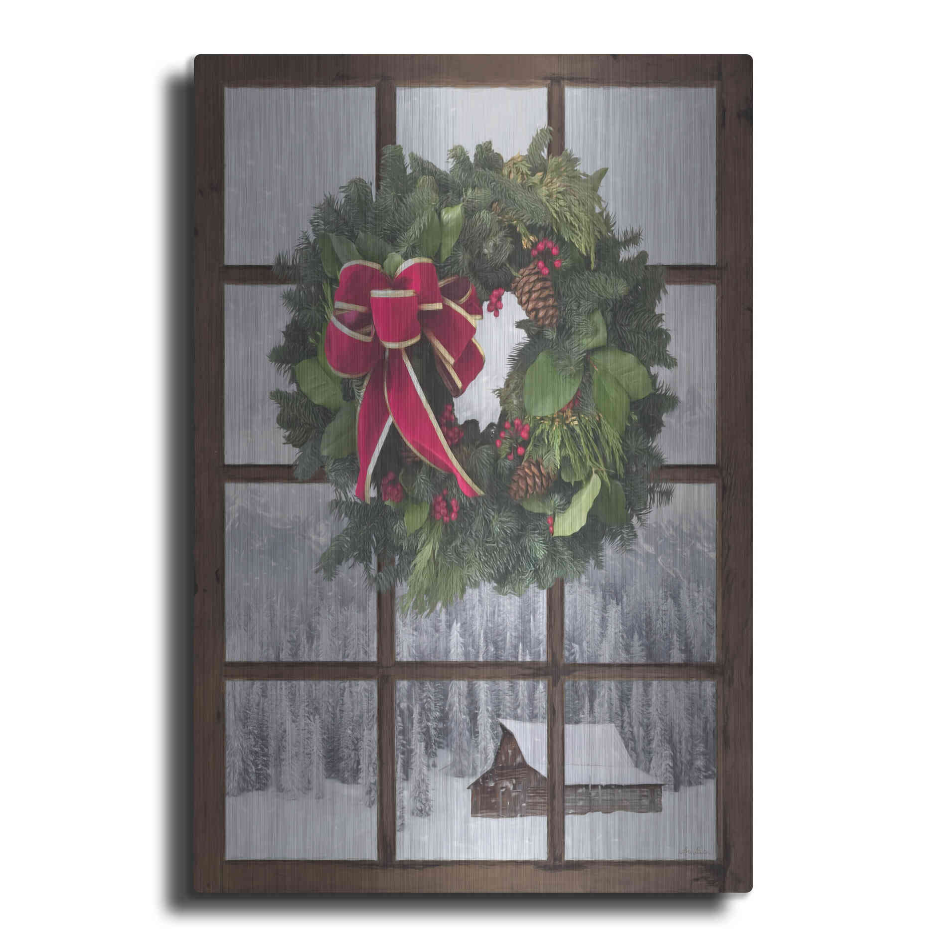 Luxe Metal Art 'Teton Christmas Window' by Lori Deiter, Metal Wall Art