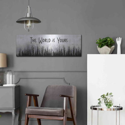 Luxe Metal Art 'The World is Yours' by Lori Deiter, Metal Wall Art,36x12