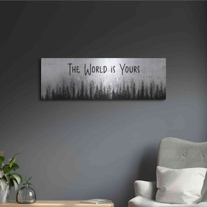 Luxe Metal Art 'The World is Yours' by Lori Deiter, Metal Wall Art,36x12
