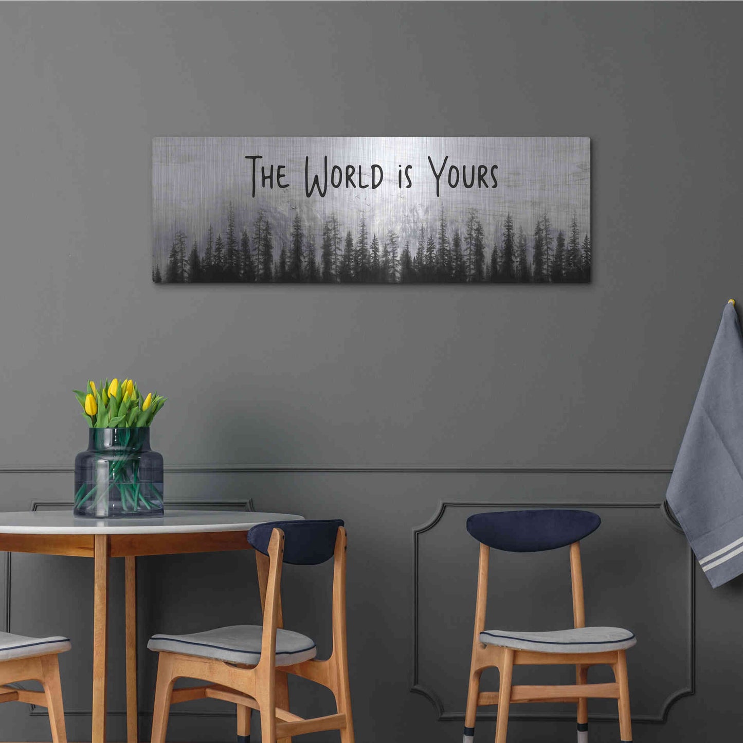 Luxe Metal Art 'The World is Yours' by Lori Deiter, Metal Wall Art,48x16