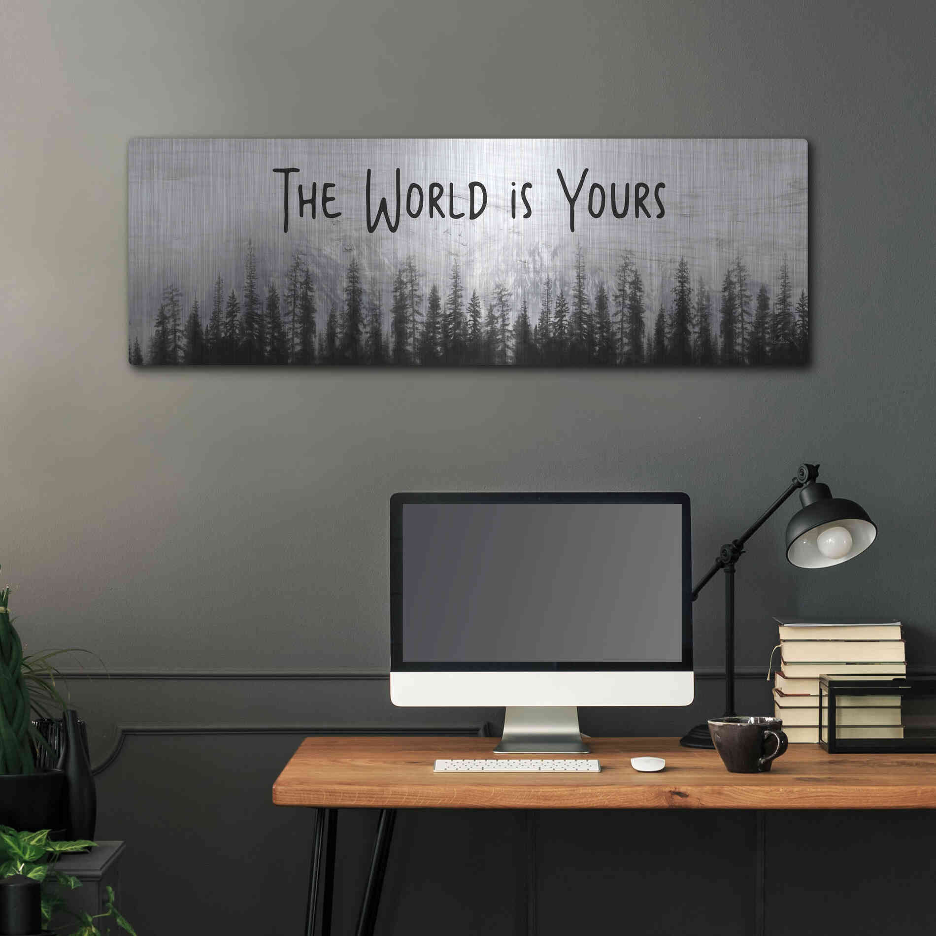 Luxe Metal Art 'The World is Yours' by Lori Deiter, Metal Wall Art,48x16