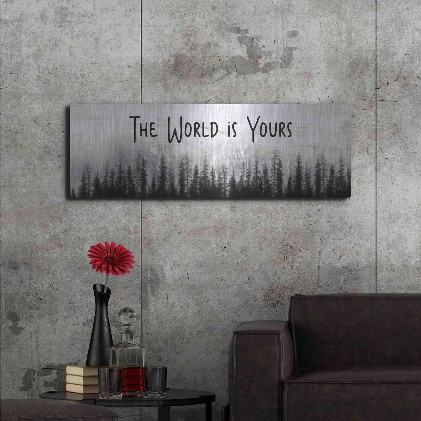 Luxe Metal Art 'The World is Yours' by Lori Deiter, Metal Wall Art,48x16
